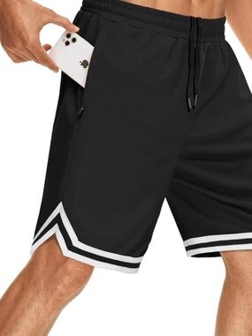 Gym Basketball Shorts with Zipper Pockets